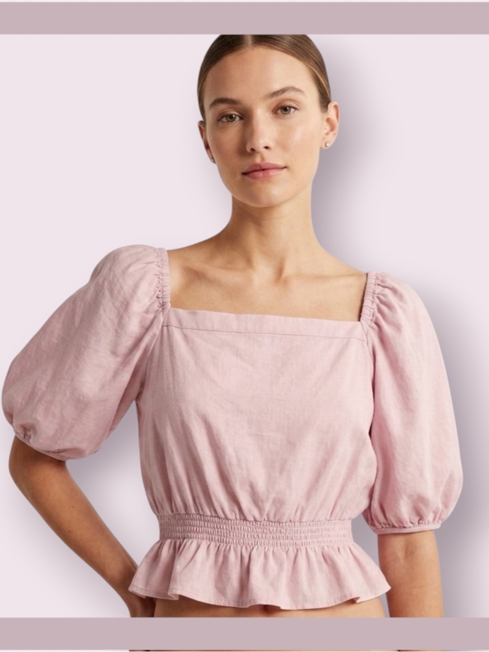 Uniqlo Lilac Puff Sleeve Cropped Blouse